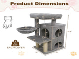 Light Gray 33.5" Multi-Level Cat Tree with 2-Tier Condo, Sisal Scratching Posts & Anti-Toppling 67443380