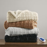 1 PCS 50x70" Oversized Faux Fur Heated Throw Brown Texture B035P319580