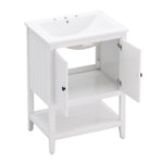 ZUN 24" White Modern Sleek Bathroom Vanity Elegant Ceramic Sink with Solid Wood Frame Open Style Shelf N725P189823K