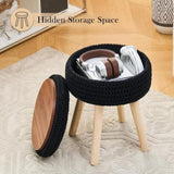 Round Ottoman with Storage Multifunctional Cotton Knitted Vanity Stool Footrest Stool for Living 68063724