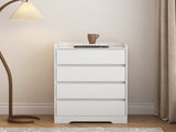 4 Drawer Dresser, Chest of Drawers Without Handle, White Dresser for Bedroom 100% Waterproof, Modern W132166400