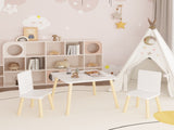 Kids Table and 2 Chairs Set, 3 Pieces Toddler Table and Chair Set, Wooden Activity Play Table Set 46335211