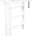 Twin Low Loft Bed with Slide, Ladder, Safety Guardrails, Rubber Wood Twin Loft Bed,White W504P218525