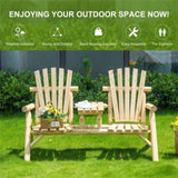 Wood Patio Chair Bench with Center Coffee Table/Garden chairs/courtyard chairs 59075108