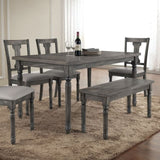Weathered Grey Dining Bench with Turned Legs B062P189065