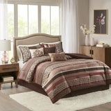7 Piece Comforter Set Red Cal King B03597166