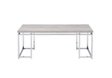 Natural Oak and Chrome Coffee Table with Metal Sled Base B062P189174