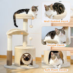 ZUN Small Cat Tree for Indoor Cats, Medium Cat Tower with Interactive Cat Toy,32.7" Cat Condo with Self 07683678
