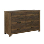 ZUN Bold Look Bedroom Antique Brown Finish 1pc Dresser of 6 Drawers Ball Bearing Glides Wooden B011P147699