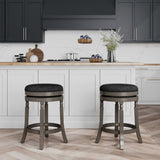 24" Counter Stool, Weathered Gray Finish, Charcoal Fabric Seat B04660746
