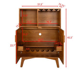 31.5" Liquor Cabinet with Wine Glass Holder & Wine Rack & Adjustable Shelf, Wine Cabinet, Kitchen W1801P195634