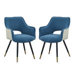 ZUN Set of 2 Blue Fabric Side Chair, Living Room Bedroom Kitchen Vanity Accent Chair, 23" x 23" x 34" W2078127365