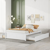 ZUN FULL BED WITH TWIN TRUNDLE AND TWO DRAWERS FOR WHITE COLOR 38233200