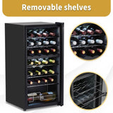 ZUN Dual Zone Wine and Beverage Refridgerator, 28 Bottle Wine Fridge with Independent Temperature 97057086