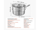 2-in-1 Stainless Steel Saucepan with Steamer 2.5QT Tri-Ply Bottom Induction Compatible Dishwasher 92420298