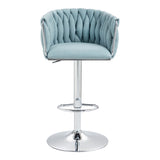 360&deg Fabric cover Swivel Bar Stools Set of 2, Adjustable Counter Height Bar Chairs with Woven Back & W2215P252782