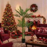6FT Artificial Tree Faux Natural Lush Artificial Plant Indoor Potted Tree Lush Green Leaves, 49534082
