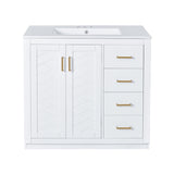 ZUN 36'' Bathroom Vanity with Ceramic Sink Combo, Solid Wood Frame Bathroom Storage Cabinet, N710P243327K