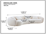 102'' 5-Seater Boucle Sofa Modern Sectional Half Moon Leisure Couch Curved Sofa Teddy Fleece Velet W87661868