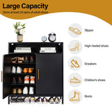 Double Door 6-Layer Shoe Cabinet with High Foot LED Lights Particle Board 80*38*90cm Black 83568642