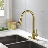 ZUN Single Handle High Arc Pull Out Kitchen Faucet,Single Level Stainless Steel Kitchen Sink Faucets 25914519