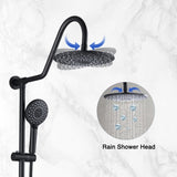 10" Rainfall Shower Head and Handheld Showerhead Combo Shower System with Slide Bar, Matte Black W1219105888