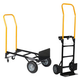 Hand Truck Dual Purpose 2 Wheel Dolly Cart and 4 Wheel Push Cart with Swivel Wheels 330 Lbs Capacity W22758805