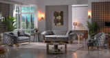 Loveseat in Grey and Gold with Fabric button-tufted velvet upholstery Finish 698781499122
