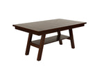 ZUN Dining Table Rectangle Dining Table w Shelve 1pc Table Only Rubber wood Dark Walnut Finish Dining B011P192196