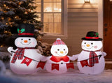 6.2FT Lighted Christmas Inflatable Decoration, Inflatable Snowman Family with Bunting, Funny Blow Up 53962296