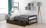 Twin size platform bed, with two drawers, espresso WF195910AAP