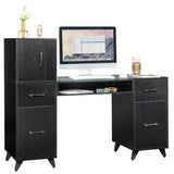 Black relief particle board tempered glass 141*50*112cm three doors and two drawers fanless nail 18175972