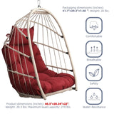 Outdoor garden rattan egg swing chair hanging chair PE hanging chair red W2500P231669