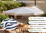 7ft Boho Patio Umbrella with Fringe Tassels, Outdoor Beach Umbrella with Aluminum Pole for Poolside 31024614