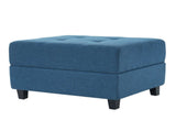 Navy Blue Tufted Ottoman, Fabric Upholstered Footrest with Wood Legs, 28.86"L Indoor Ottoman for N779P445624N