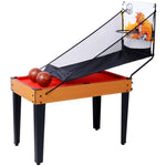 ZUN 5-in-1 Multi-Game Table - Billiards, Push Hockey, Foosball, Ping Pong, and Basketball brown/red 34748372