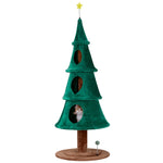 ZUN 65in Large Tall Christmas Tree Cat Tower with 3 Cat Houses, Soft Fleece Cat Tree with Teaser Toy & 27065148