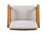 Outdoor Dining Chairs Set of 2, Teak Color Acacia Wood Frame, Brown PE Wicker, Grey Waterproof N779P280043G