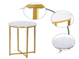 Round Side Table 404060cm, Cross Frame, Single Tier, Faux White Marble PVC Top, Gold Powder Coated 36514617