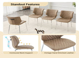 Dining Chairs Set of 4, Khaki Oil Waxed Leather Dining Chairs with Electroplated Metal Legs, W3493P444869