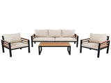 GO 4-Piece Outdoor Furniture Sofa Set for 5 People Acacia Wood Armrests, Patio Conversation Set 17993657