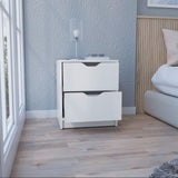 Basilea 2 Drawers Nightstand , End Table, Side Table Pull Out System -White B20092137