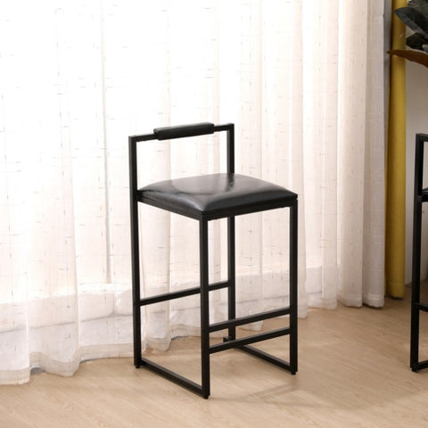 ZUN Black Bar Stool with Backrest Set of 2 Counter Height PU Leather Upholstered Bar Chairs with 32207579