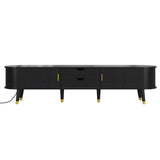 Wooden Oval Fluted TV Stand with Charging Station for TV up to 80", Mid-Century N721P297567B