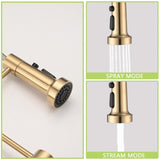 ZUN Pull Down Sprayer Spring Kitchen Sink Faucet Brushed Gold W122552138