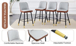 ZUN Modern Two-Tone PU Bar Stool - Brown Light Gray spliced chairs With Gold Decorated Legs.Brown W1151P211976