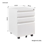 ZUN 3 Drawer File Cabinet with Lock, Steel Mobile Filing Cabinet on Anti-tilt Wheels, Rolling Locking W25270523