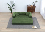 Convertible Sleeper Sofa Bed with Cylindrical Pillow - Corduroy Folding Mattress Couch with W3199P322614
