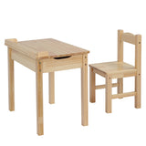Flip Top Kids Table and Chair Set, Wood Activity Table Set with Storage Space for Arts Crafts, 58293120