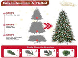 Artificial 5ft Green Christmas Tree with 1113PE/PVC Mixed Branch Tips,Red fruit and Pine cone,Hinged 08755852